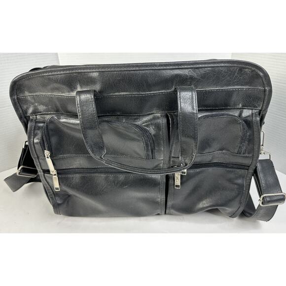 LOUIS RUKEYSER’S WALL STREET CLUB Expandable Satchel Messenger Bag *READ* - Picture 3 of 8